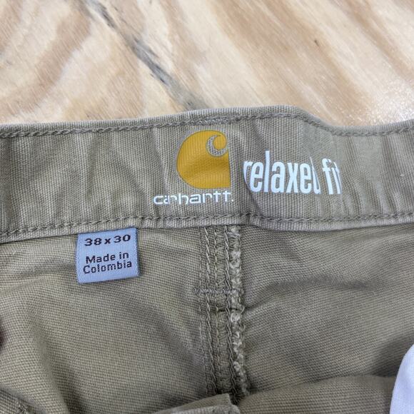 Carhartt Dungaree Relaxed Fit Work Pants 38X30 Beige Canvas Utility Workwear - Picture 4 of 12